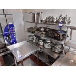 Stainless steel preparation table, with 2 x stainless steel shelving unit and contents