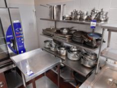 Stainless steel preparation table, with 2 x stainless steel shelving unit and contents