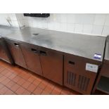 Unbadged stainless steel mobile triple door chiller unit (Approx. 1800 x 700mm)