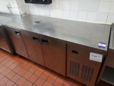 Unbadged stainless steel mobile triple door chiller unit (Approx. 1800 x 700mm)