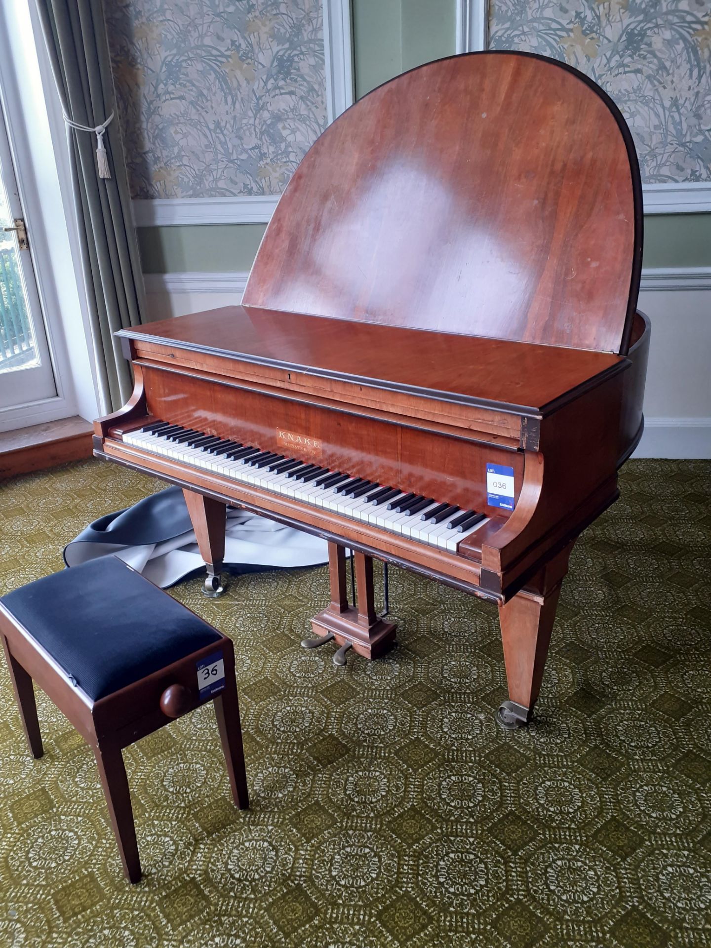 Knake Baby Grand Piano with Cover & Piano Stool