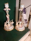 Pair of Meissen Porcelain Candlesticks (A/F)