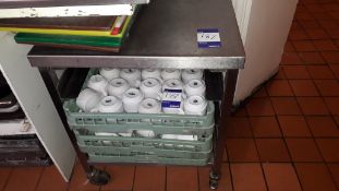 Stainless steel mobile trolley (Approx. 550 x 550mm) - includes quantity of coffee cups to trolley