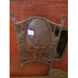 Arts & Crafts Copper & Brass Fire Screen with Oak