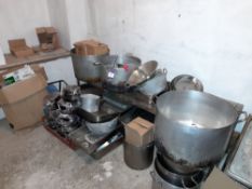Assortment of stainless steel servery pans, trays etc