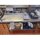 Stainless steel preparation table (Approx. 1800 x 600mm) with can opener