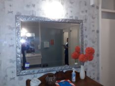 2 Silver Gilt Framed Mirrors & Wooden Bench