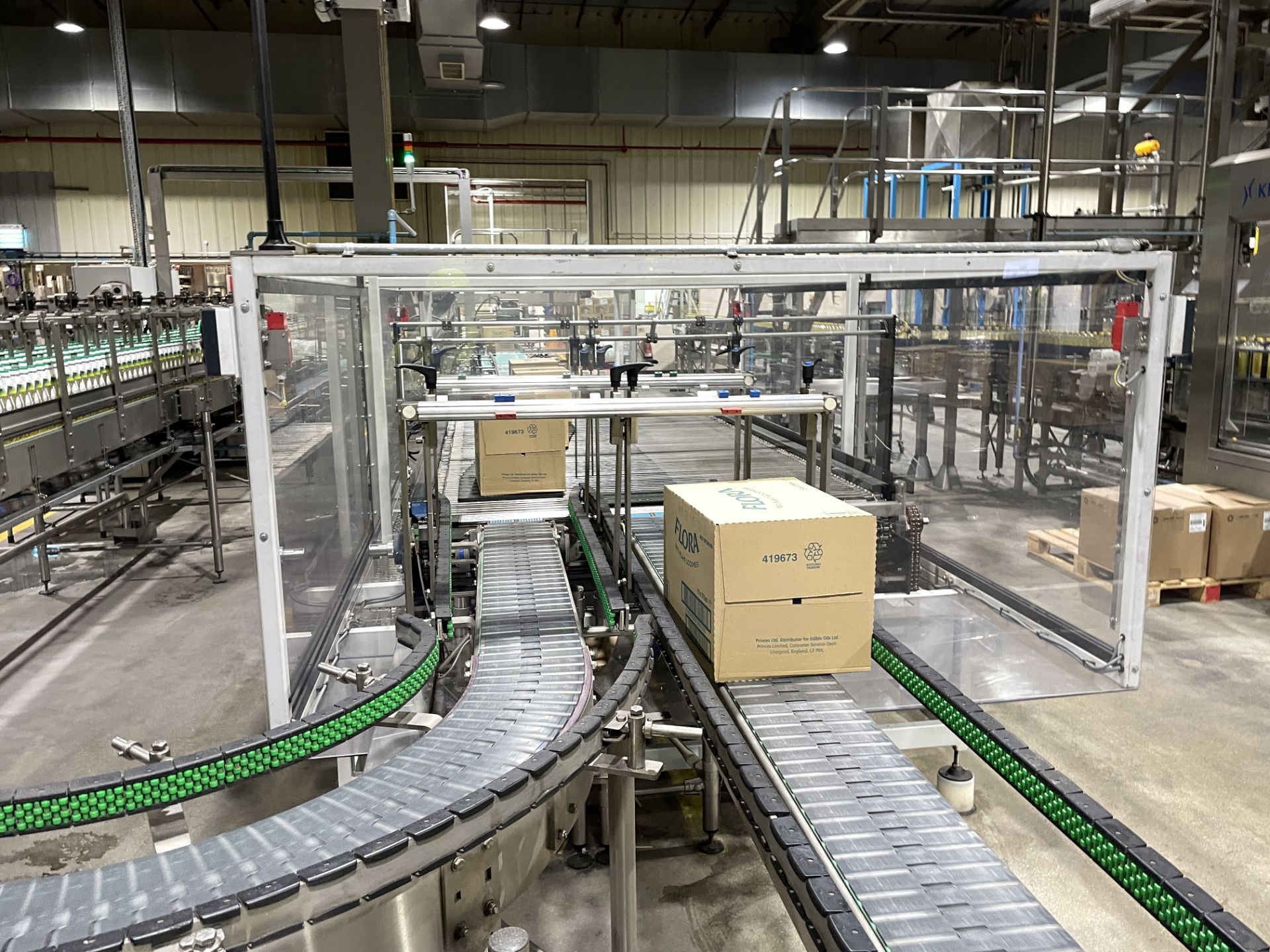 Two Sections of Powered Box Conveyor Feeding Pallets - Image 4 of 4