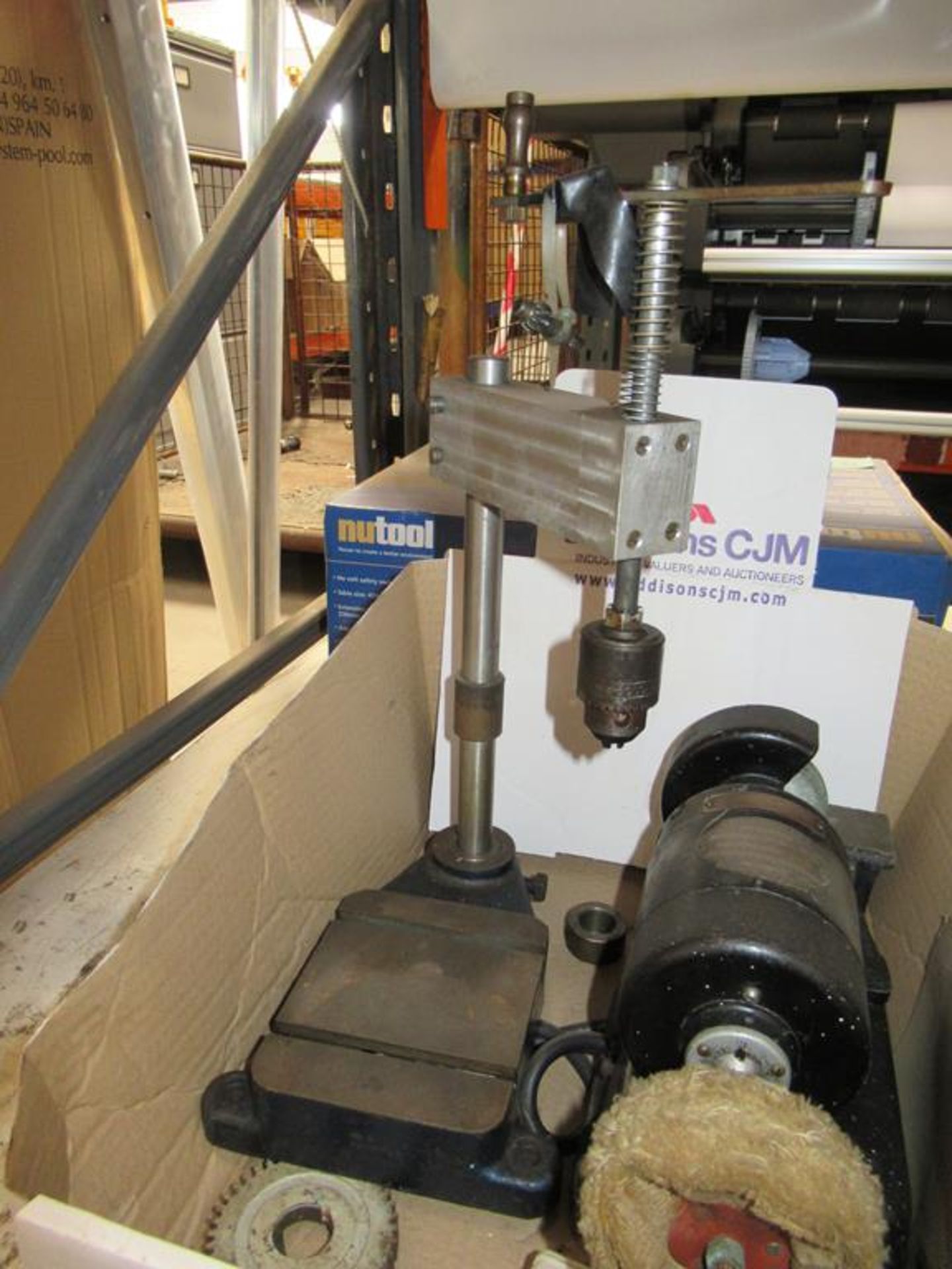 Small Manual Fabricated Pillar Drill with Klaxon Ltd Model Bench Grinding and Polishing Wheel - Image 3 of 3