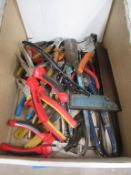 Qty of various Pliers, Pincers, Snips etc in box