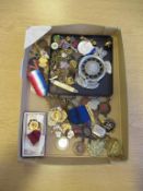 Interfitting collection of Enamel Badges, Medals, Militaria, Buttons etc