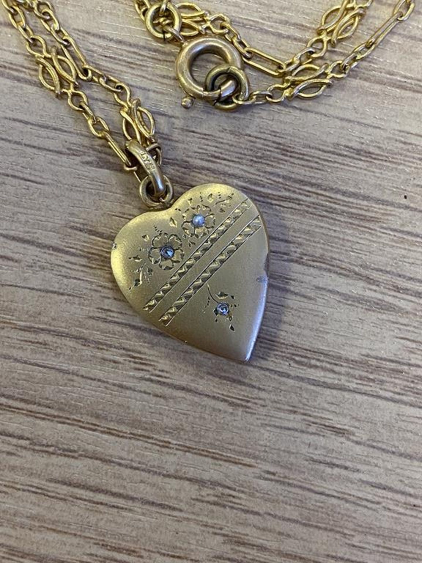 Edwardian Diamond and Seed Pearl Heart Pendant and Chain indistinctly marked - Image 2 of 4