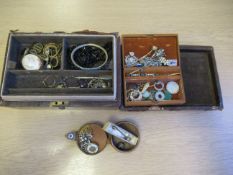 Antique Jewellery including Silver Fob, Various Jade Items, Book Locket, enamelled Items etc