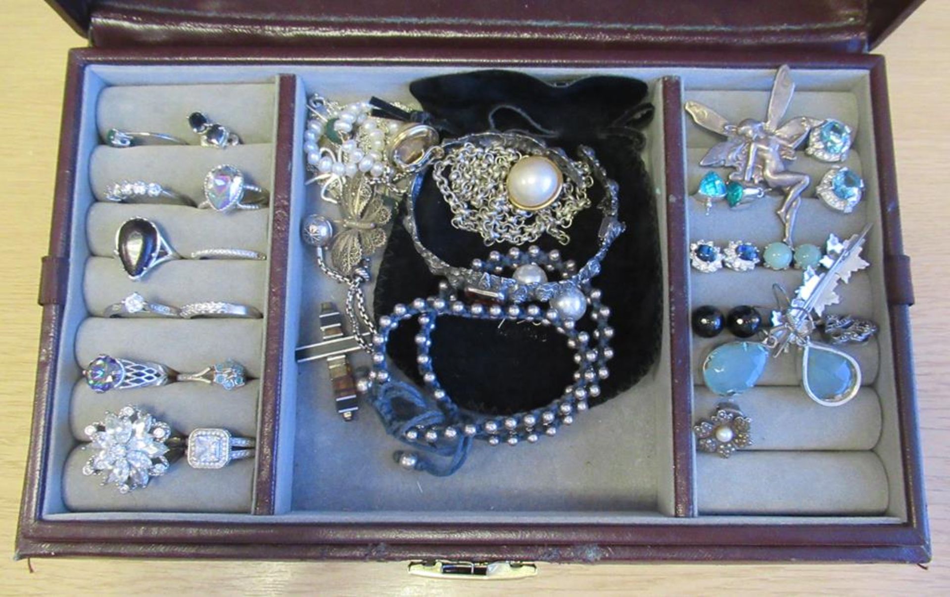 Thomas Sabo Silver Bracelet, Various chains, Rings etc Some Marked 925, Sapphire Stud Earrings etc