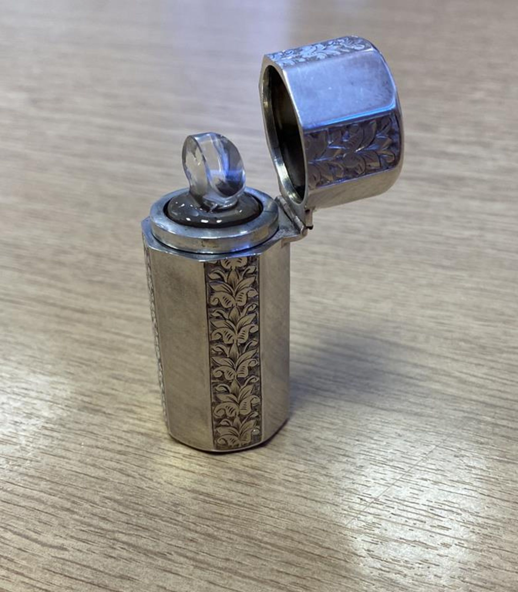 Boxed Silver Cylinder Scent Bottle, Birmingham 1880, Retailed by Alexander and Sons Glasgow