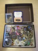 Vintage Costume Jewelleryincluding a boxed Brooch, marked 'inlaid of K24 gold' etc