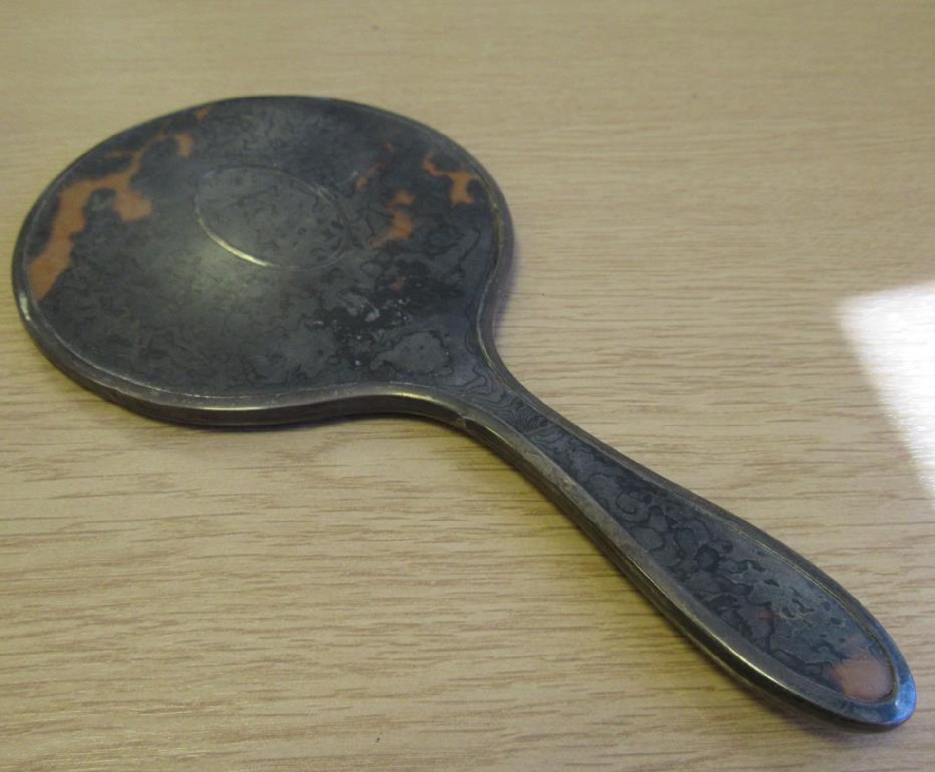 Georgian Hallmarked Silver Caddy Spoon, Silver Vase Birmingham 1921, TortoiseshellMirror Birmingham - Image 3 of 6