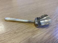 Hillard and Thompson Hallmarked Victorian Silver Caddy Spoon, Mother of Pearl Handle