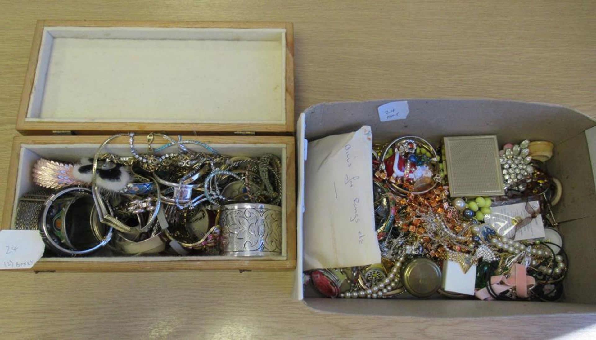 2 x Boxes of Costume Jewellery including a Cloinsonne Bracelet etc