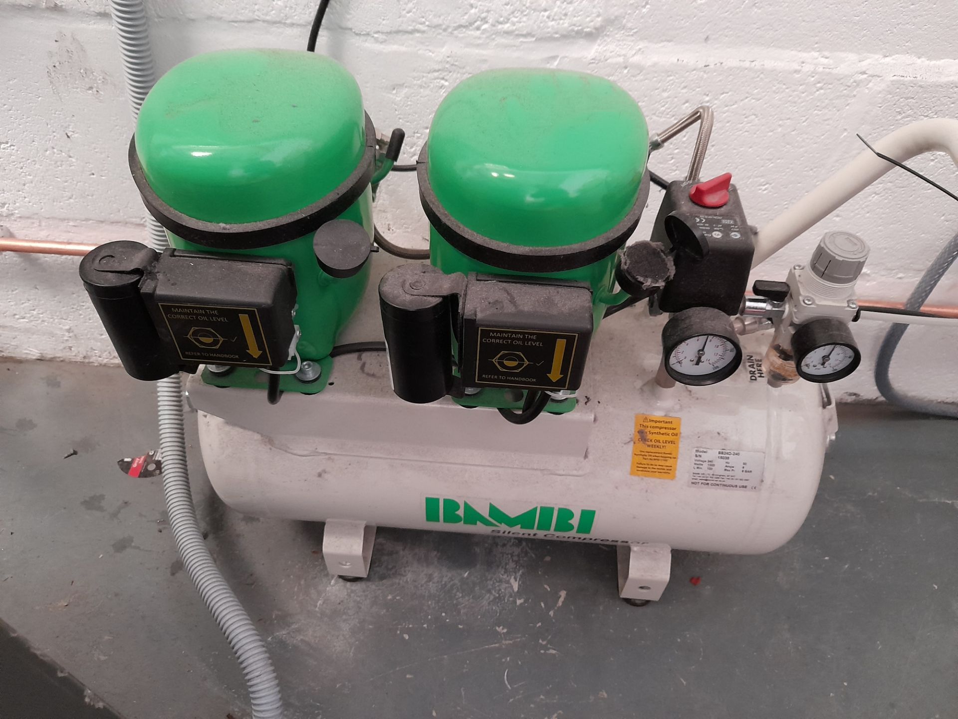 Bambi BB24D-240 silent air compressor (Serial Number: 15038) - Image 6 of 6