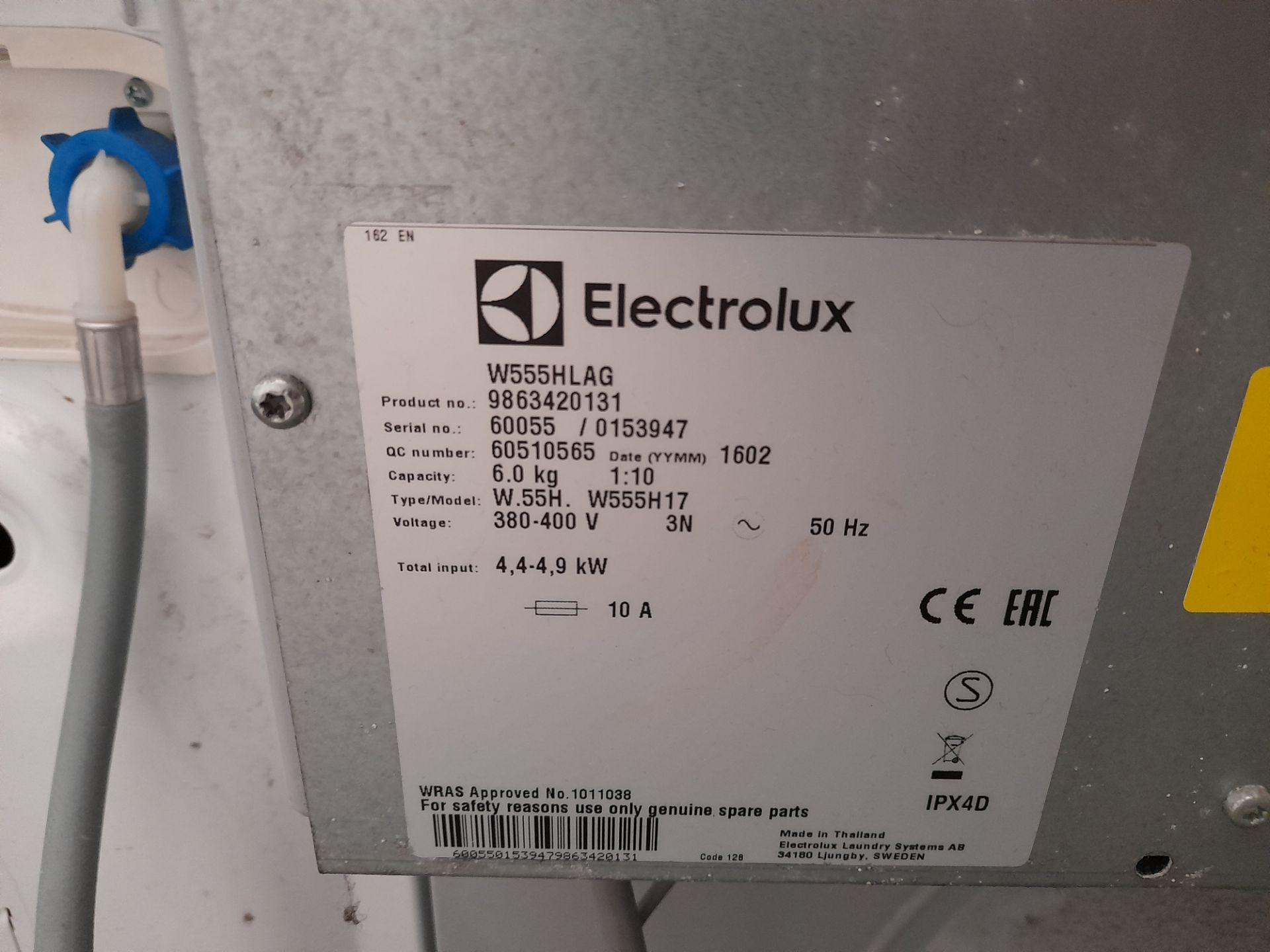 Electrolux Lagoon W555H commercial washing machine (Serial Number: 60055 / 0153947, Year: 2016, - Image 5 of 10