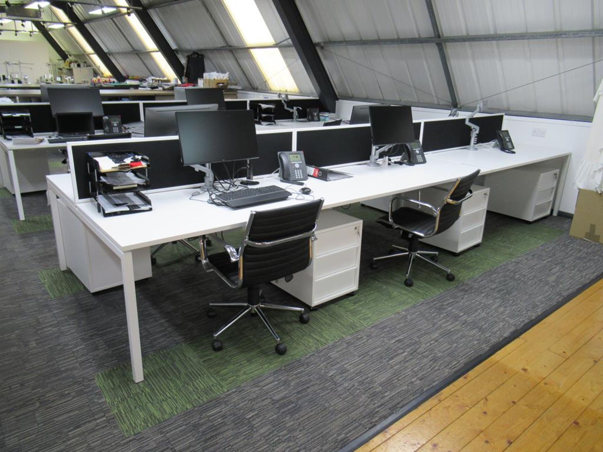 Back to Back' Office Compact Bench Desks with 6 x Mobile Office Chairs and 6 x Matching Pedestals - Image 2 of 4