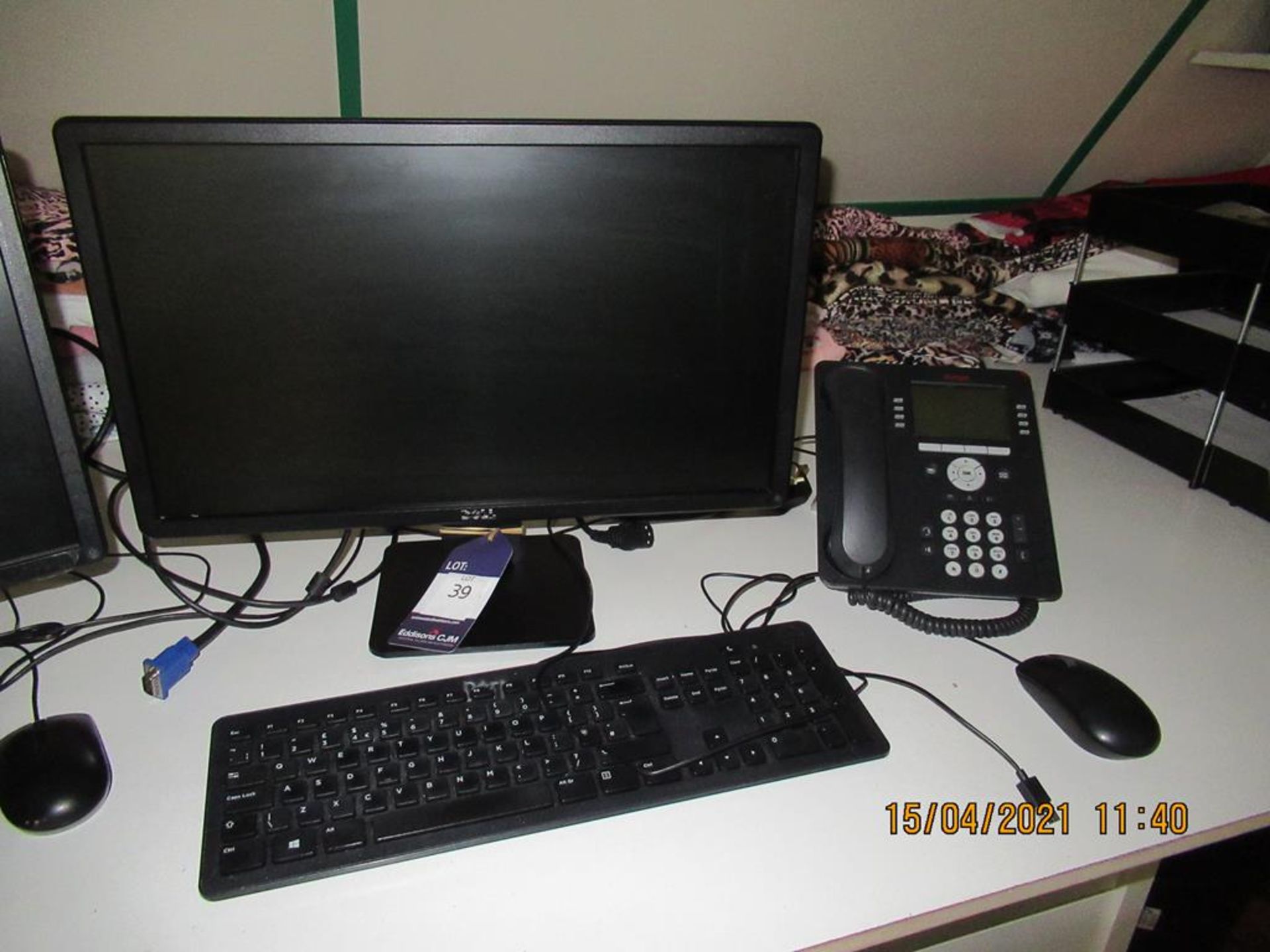 2x Dell Flat Screen Monitors, 2x Keyboards, Mouse - Image 2 of 3