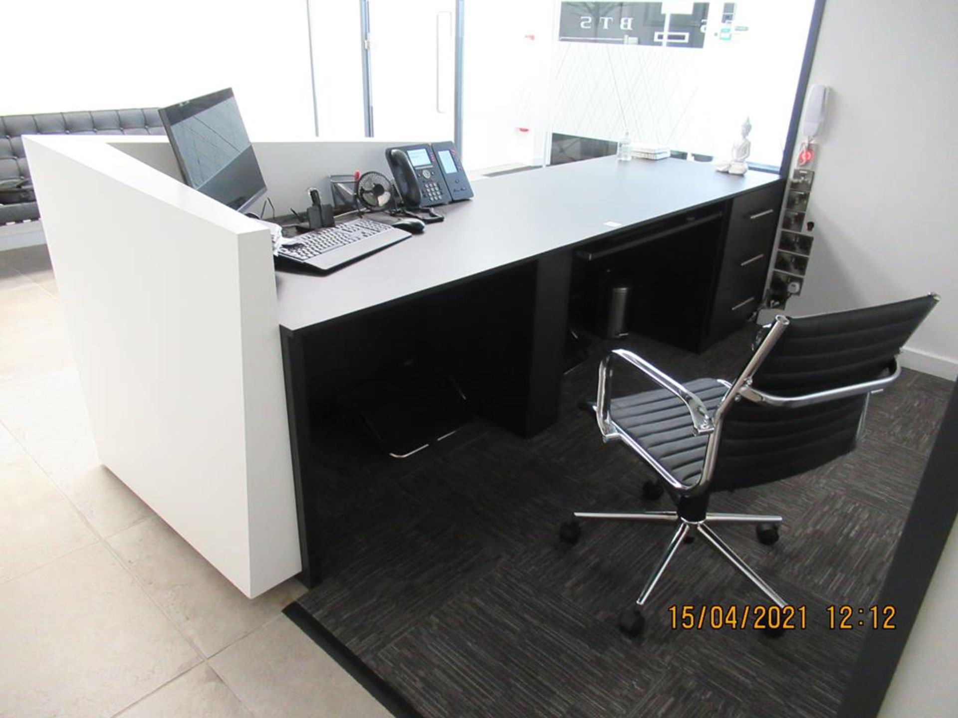 Dark Wooden Effect Reception Desk with Mobile Chair - Image 3 of 6