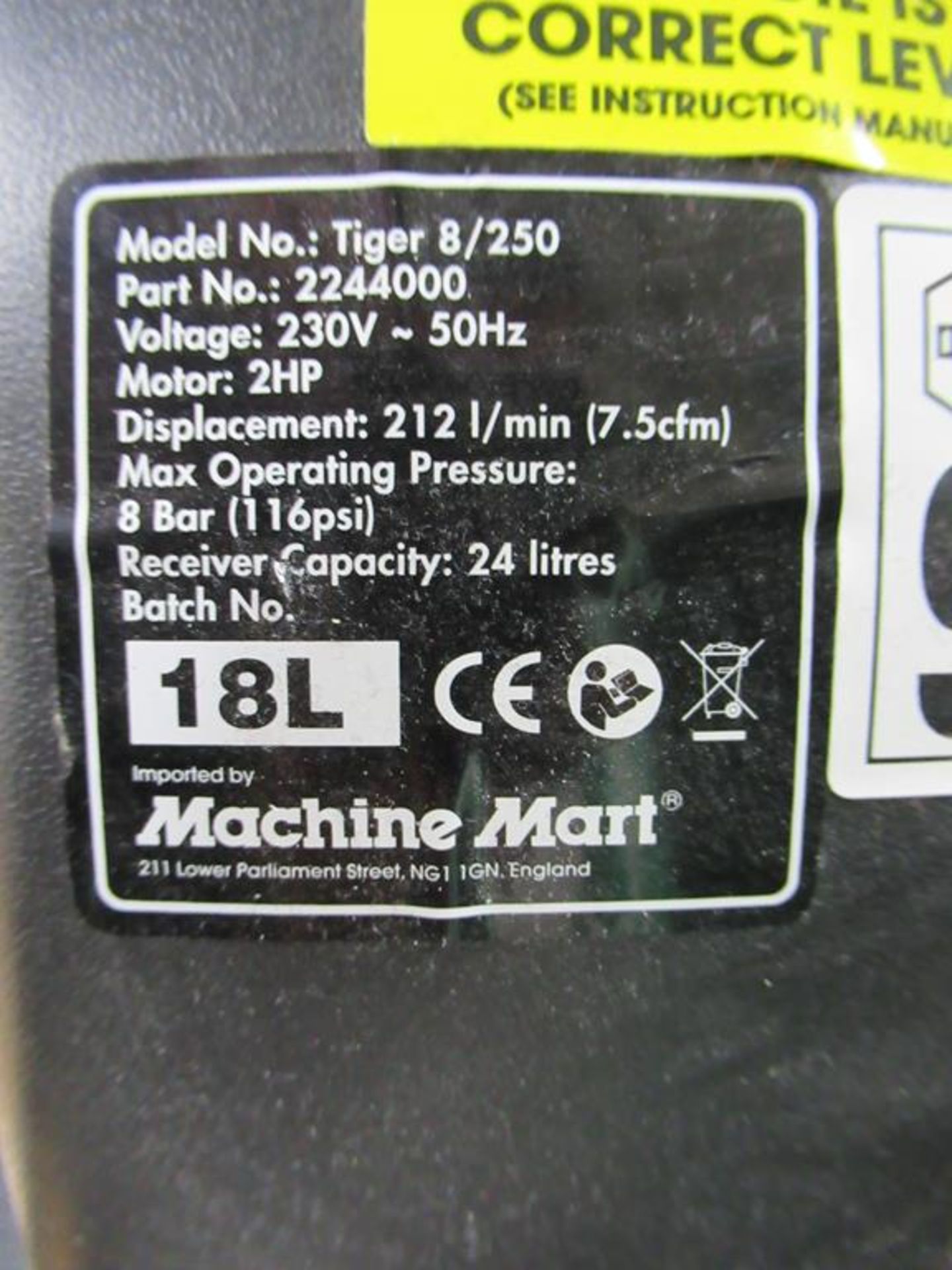 Airmaster Tiger 8/250 18L 240V Compressor - Image 2 of 3