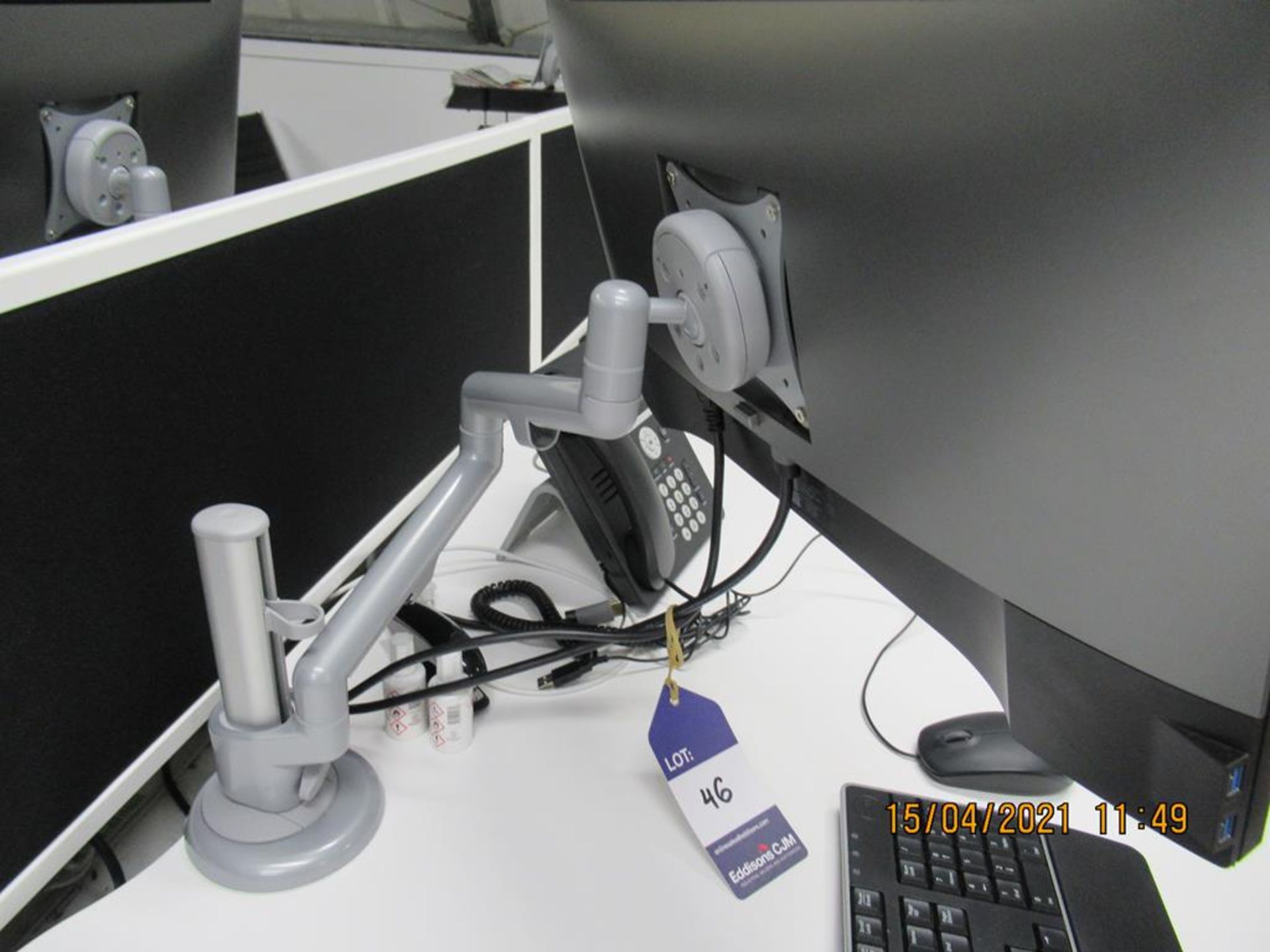 2x Dell Flat Screen Monitors with Keyboards, Mouses, Monitor Stands Included - Image 3 of 3