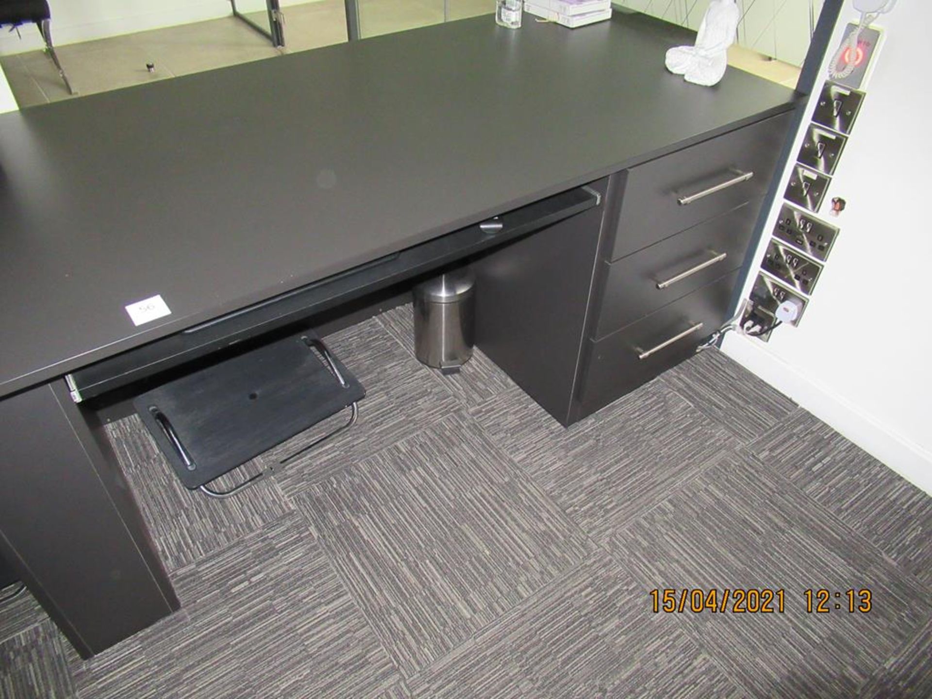 Dark Wooden Effect Reception Desk with Mobile Chair - Image 5 of 6