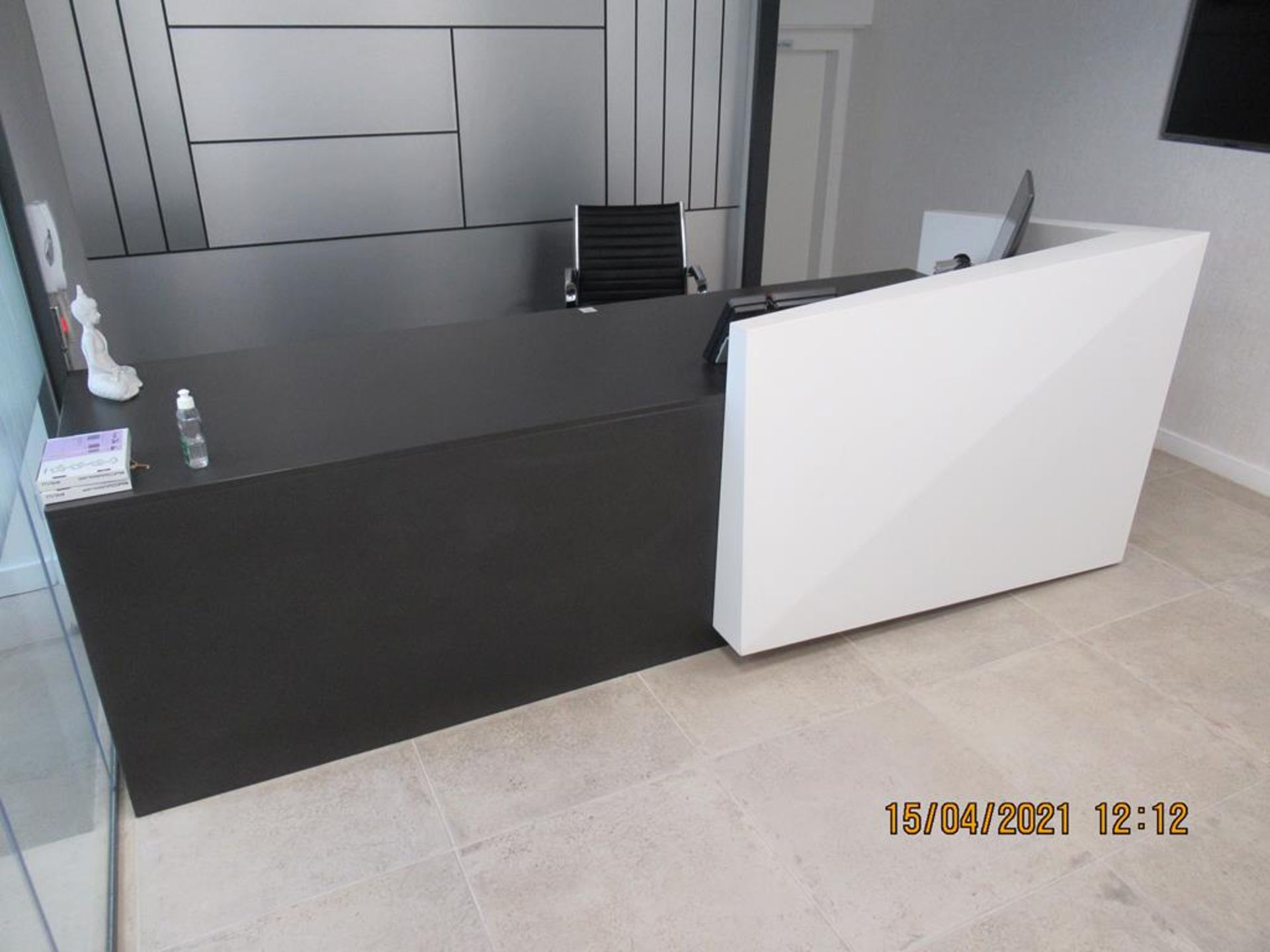 Dark Wooden Effect Reception Desk with Mobile Chair - Image 2 of 6