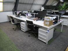 Back to Back' Office Compact Bench Desks with 6 x Mobile Office Chairs and 6 x Matching Pedestals