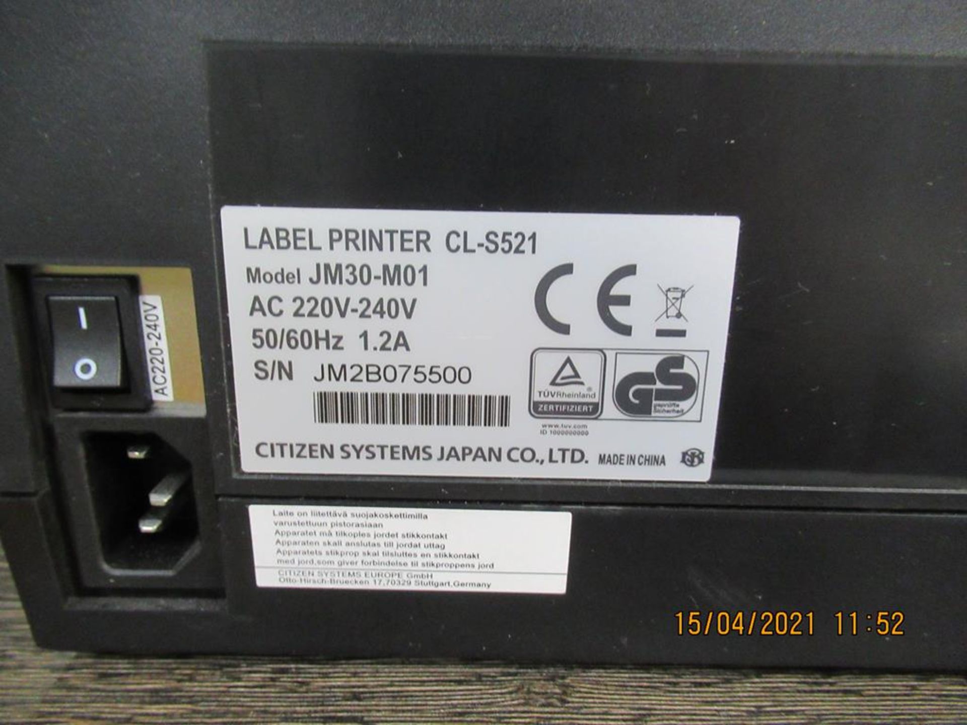 Citizen CL-5521 Label Printer - Image 4 of 4