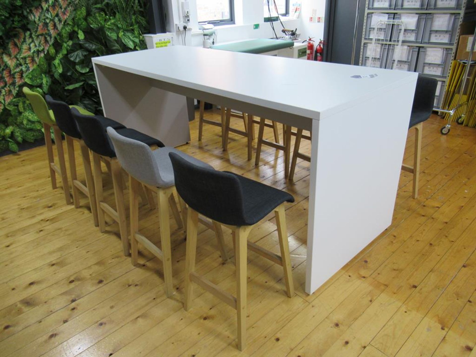 White High Top Dining Table with 10 Bar Stools - Image 3 of 4