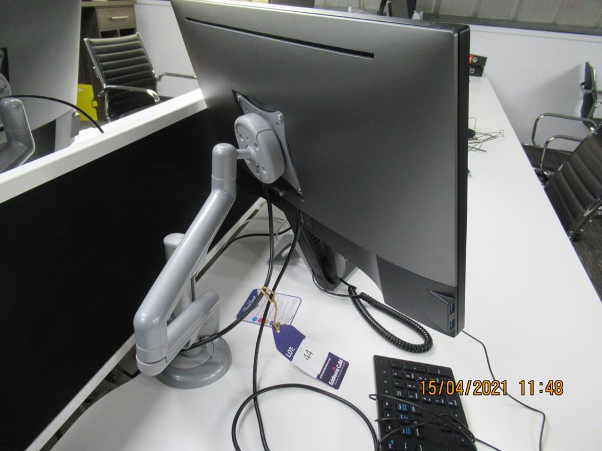 2x Dell Flat Screen Monitors with Keyboards, Mouses Monitor Stands Included - Image 2 of 3