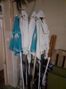 9 Various Patio Umbrellas, 3 Easels & Various Signage