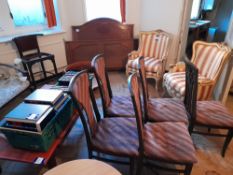 Large quantity of assorted furniture to room, to include chairs, headboards, tables