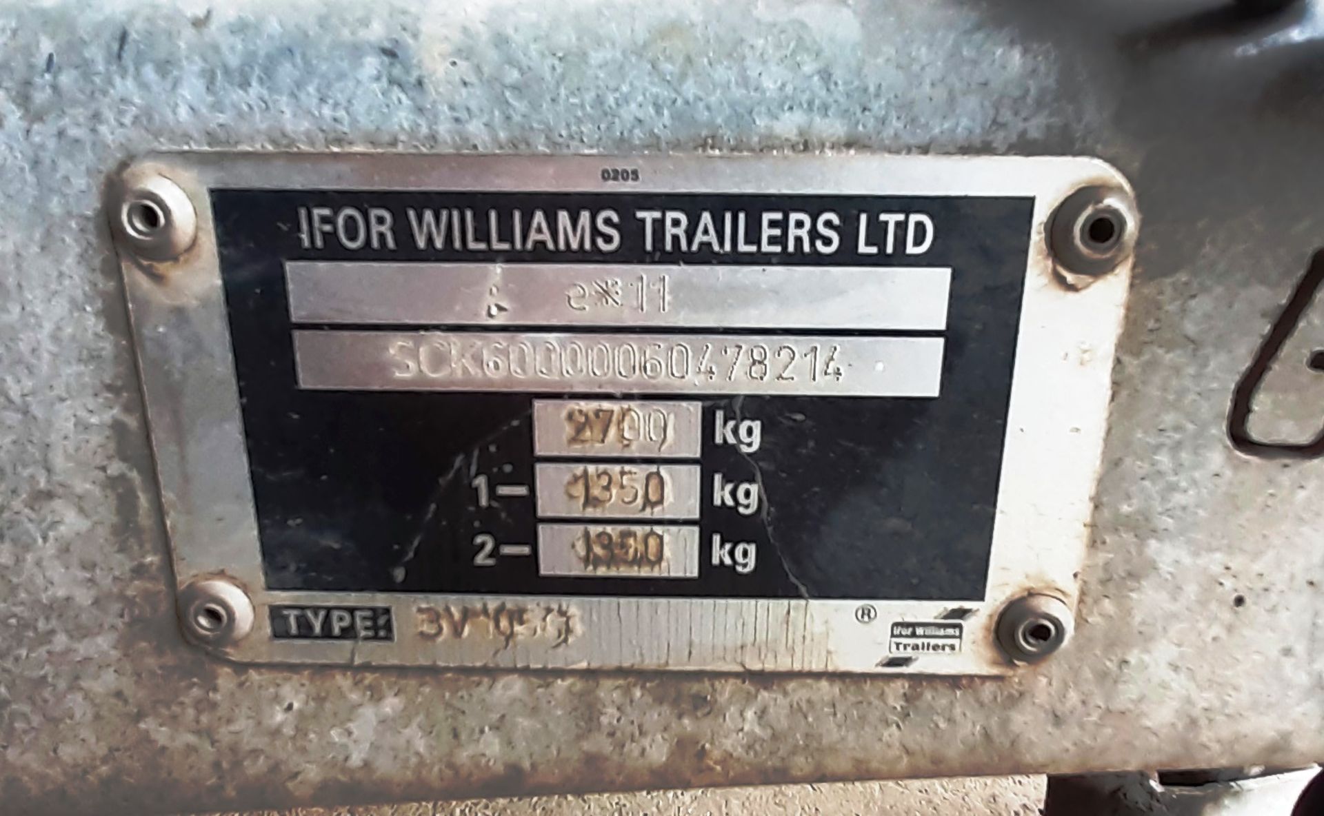 Ifor Williams 4 Wheeled Twin Axel Trailer Type BV1059, Trailer has Front Access as well as Rear - Image 8 of 12