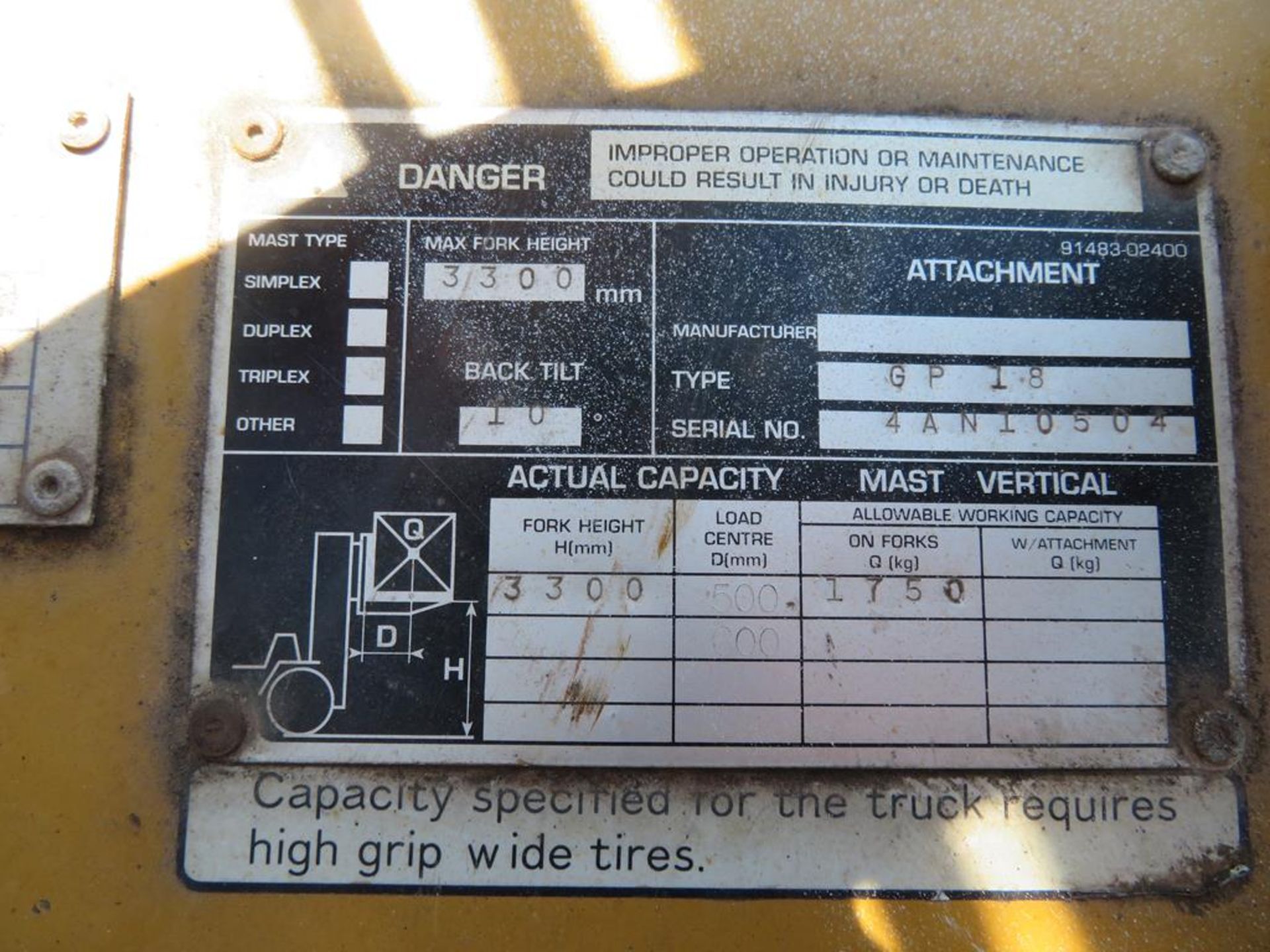 A 1997 Caterpillar GP18 Forklift - Image 4 of 8