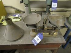 Mechanical Weighing Scales with brass pans and funnel