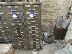 Vintage Art Metal London 11 Drawer Filing Cabinet and contents to include electrical components etc