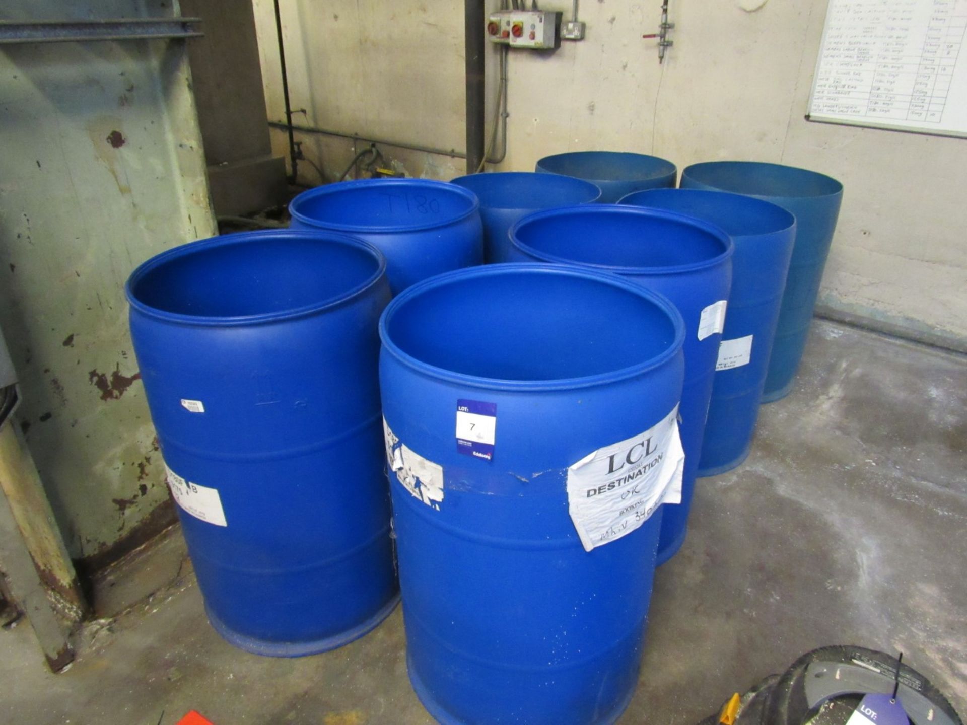 8 Various Blue Plastic Drums