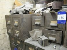 2 Vintage Art Metal London 4 Drawer Desk Top Filing Cabinet and contents