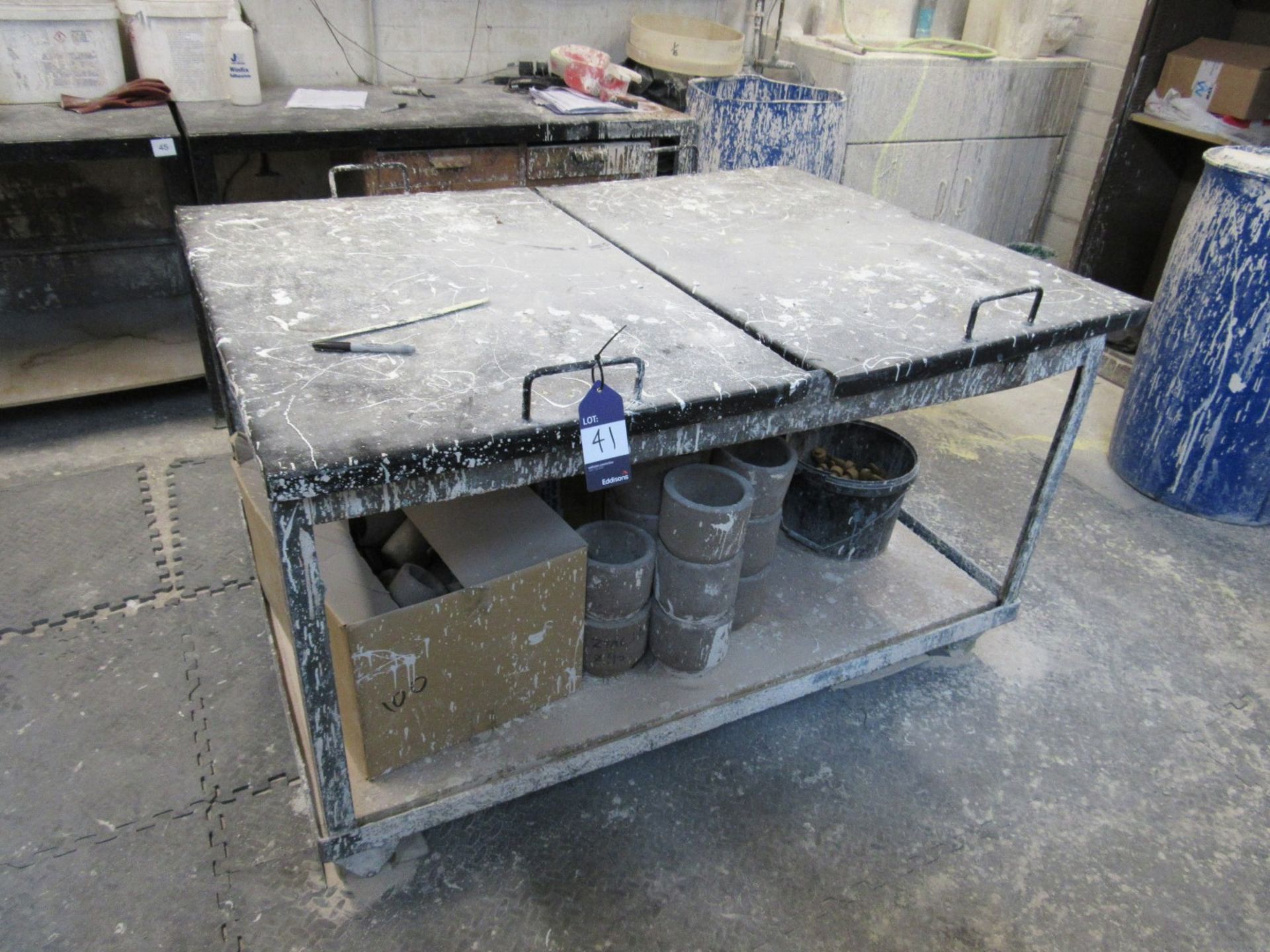 3 Mobile Ceramic Studio Dusting tables with lids - Image 2 of 3