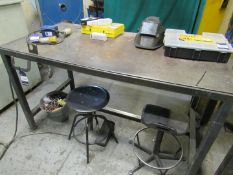 2 Steel Fabricated Welding Tables, 1600mm x 800mm and 920mm x 450mm