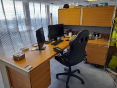 Single Person Workstation with 1 single pedestal desk, covid screens, single pedestal desk with