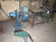 Unbadged Pedestal 6” Linishing Machine with approx. 18 spare belts