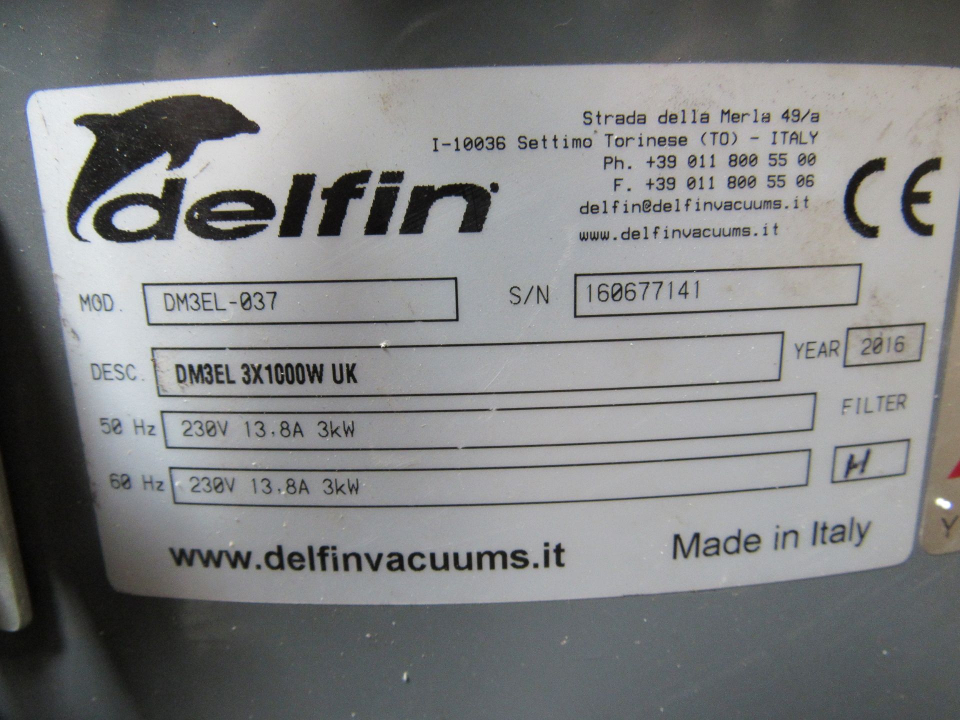 Delfin DM3 EL-037 3kw Industrial Mobile Vacuum - Image 3 of 3