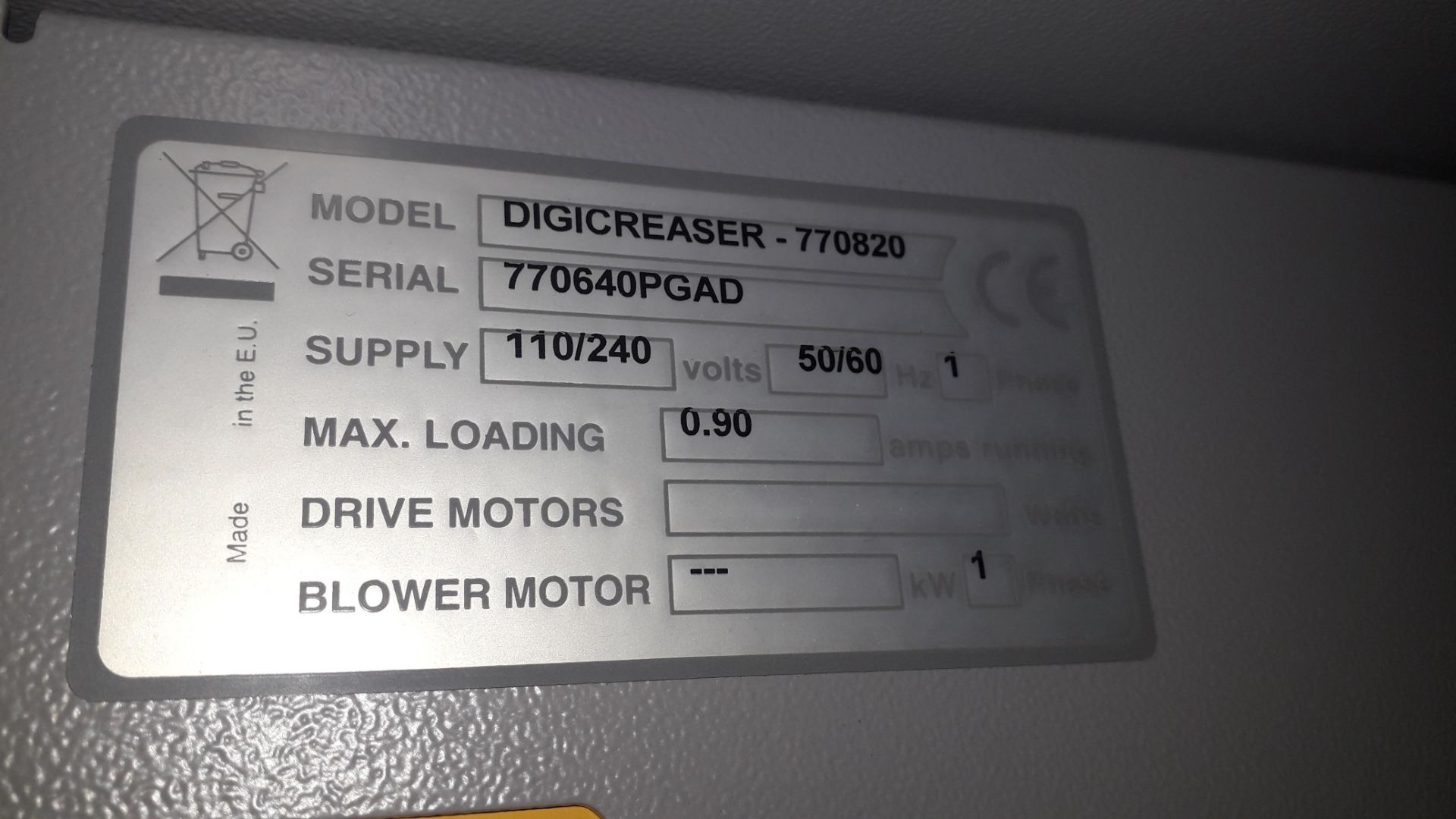 Morgana Digicreaser 770820 creaser, S/N 770640PGAD - Image 3 of 3